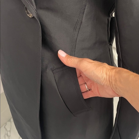 Reitmans Black Double Breasted Trench Coat Pockets & Tie Belt Nylon Sz S - Picture 4 of 16